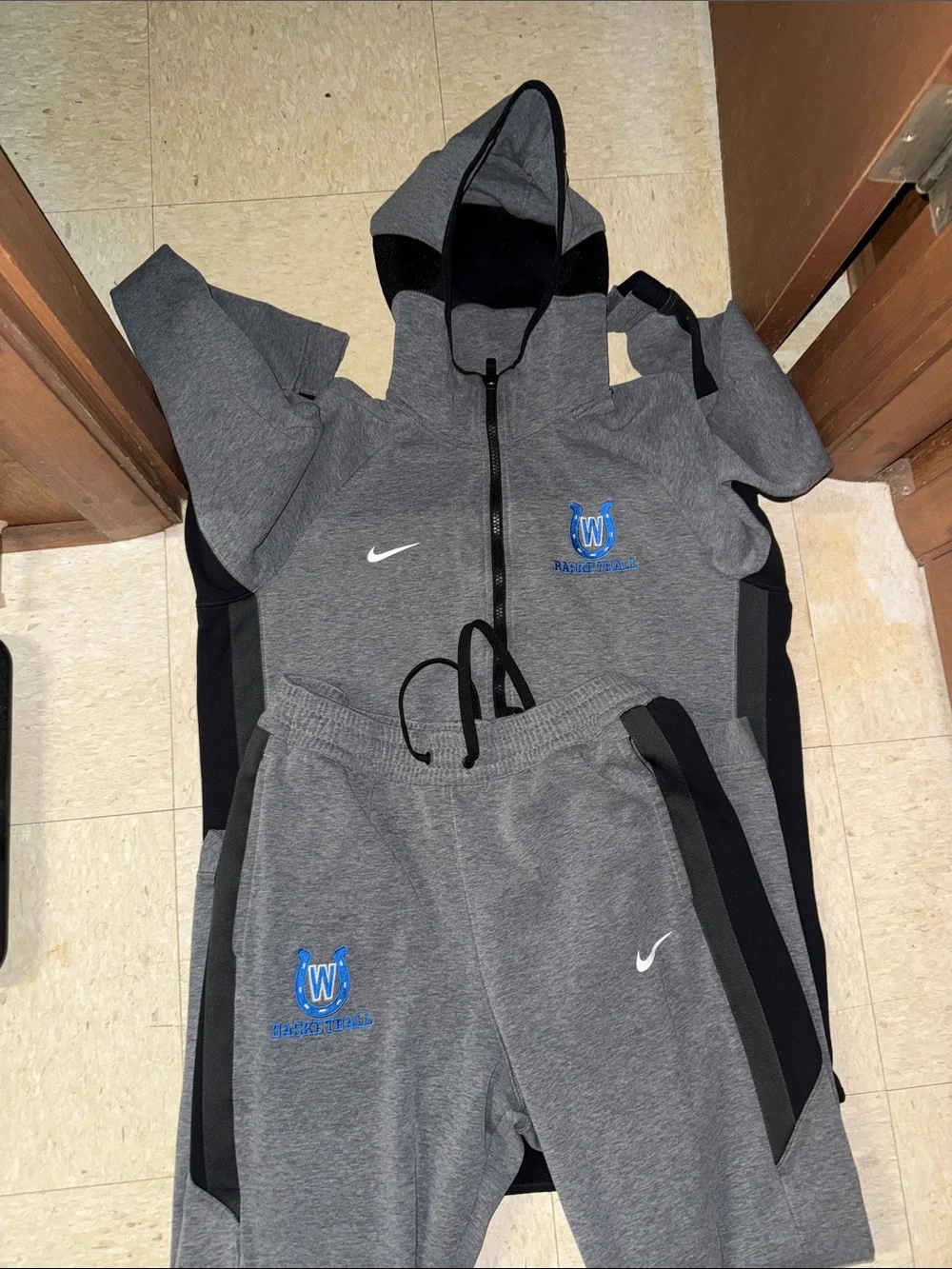 Nike Gray Sweatpants with Blue Basketball Logo